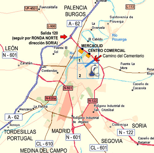 Mapa general de accesos a Valladolid